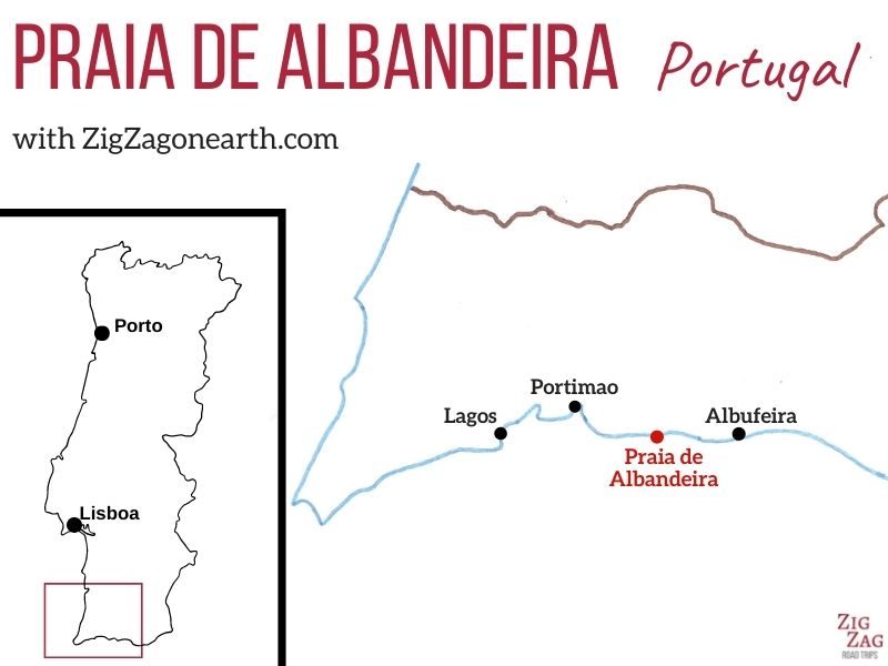 Map - Praia de Albandeira in the Algarve