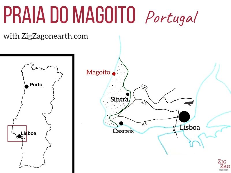 Karta - Praia do Magoito i Portugal