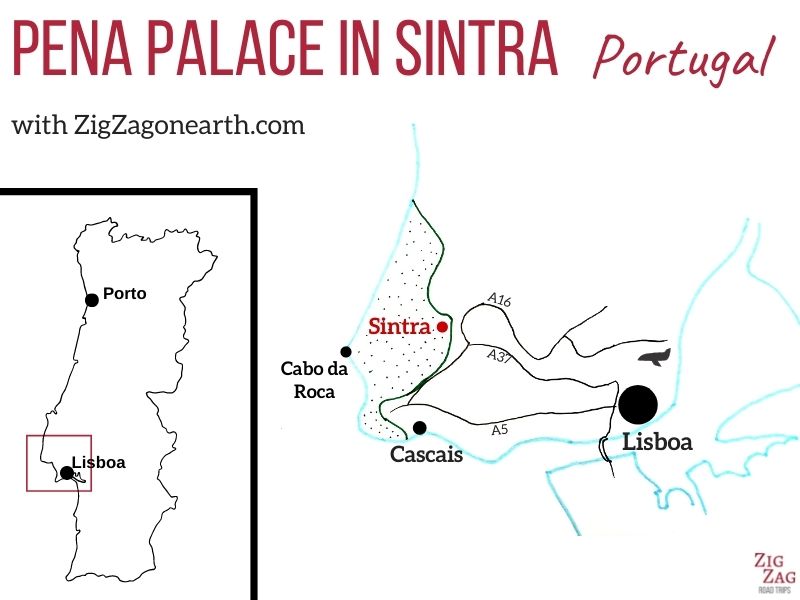 Location Pena-palatset Sintra Portugal Karta