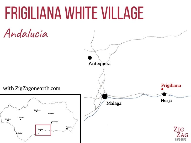 Location white village Frigiliana Andalucia Spain Map