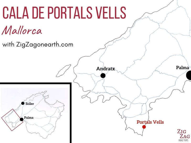 Caves beaches Portals vells Mallorca Map