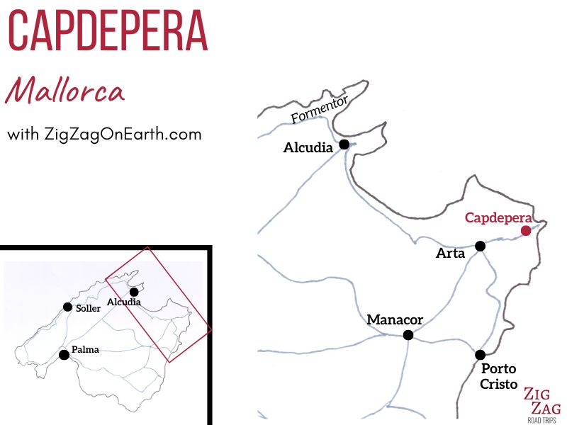 Capdepera på Mallorca - Kort