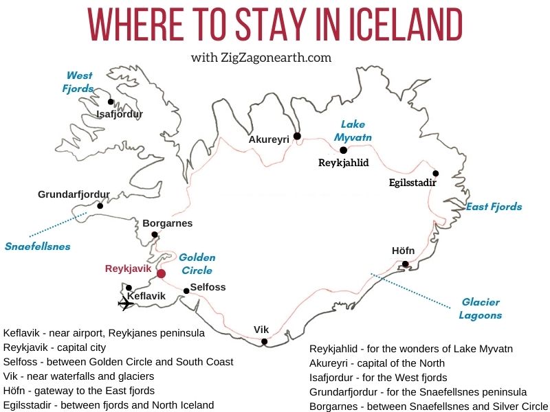 Dónde alojarse en Islandia - Mapa de mejores zonas