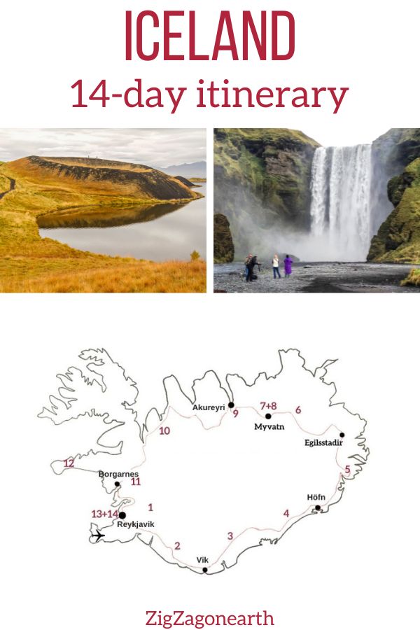 two week Iceland itinerary 14 days Pin