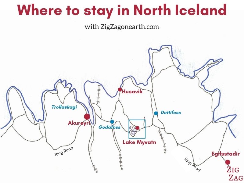 map - where to stay in North Iceland