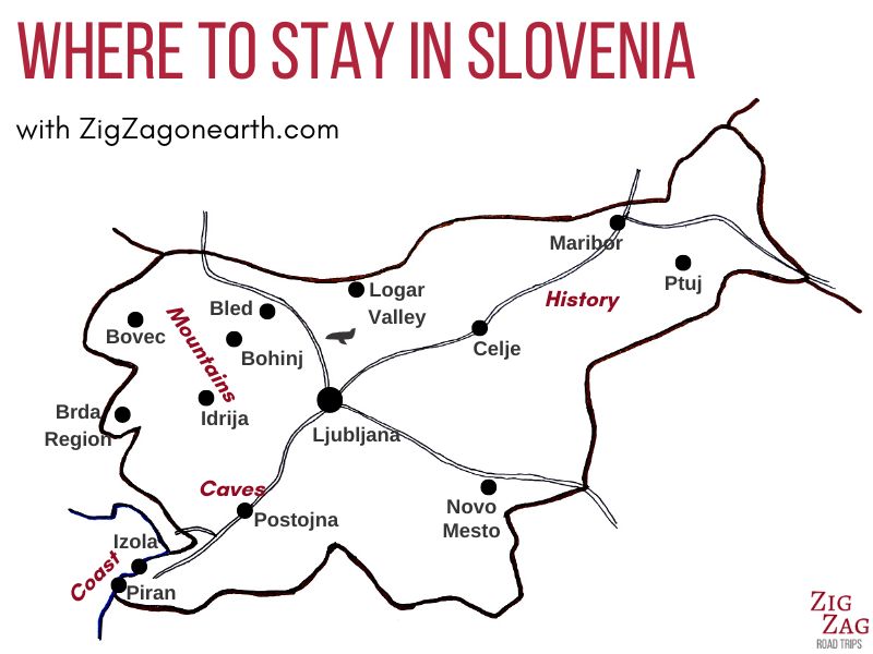 map Where to stay in Slovenia best places destinations