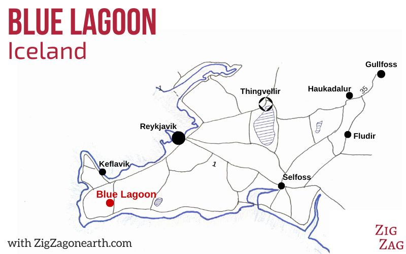 Mapa - Blue Lagoon na Islândia