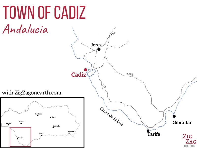 Map town cadiz Andalucia Spain