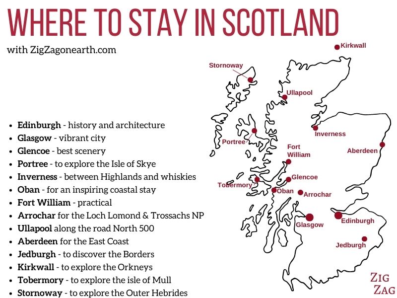 map where to stay in Scotland best places hotels