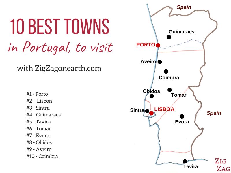 Mapa - melhores cidades para visitar em Portugal