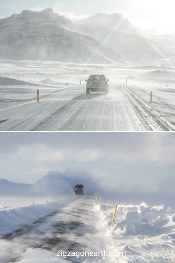 Conduzir na Islândia no inverno