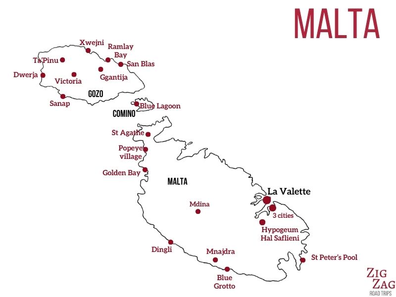 karta bästa sakerna att göra malta sevärdheter